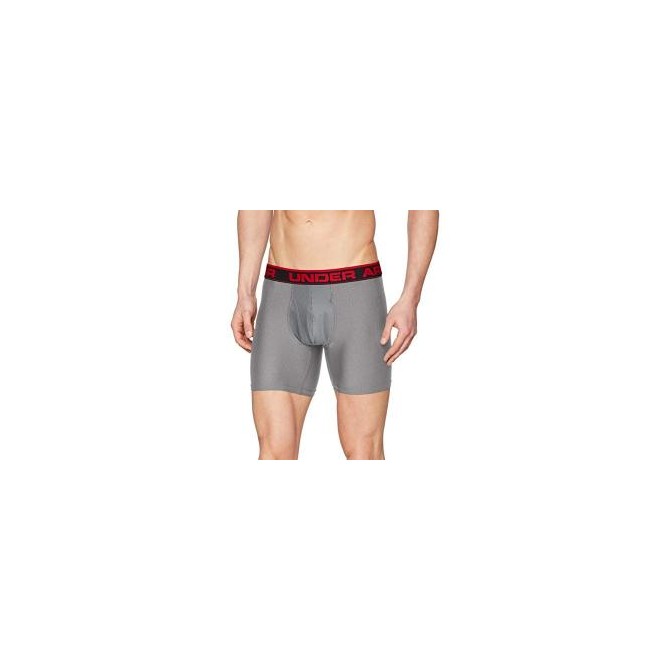 Under Armour Men's Original Series 6-inch Boxerjock Boxer Briefs True Gray Heather 025 red