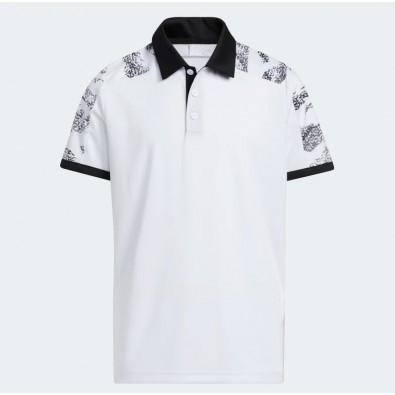 Adidas Boys Printed Colorblock Golf Polo Shirt