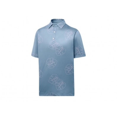 FootJoy Golf Shirt Jungle Leaf Print Lisle Self Collar