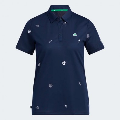 Adidas Women Golf Play Green Monogram Polo Shirt