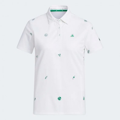Adidas Women Golf Play Green Monogram Polo Shirt
